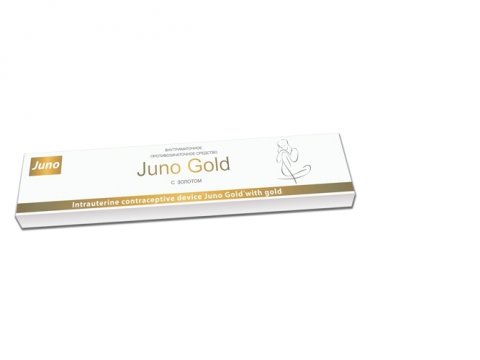 ВМС Т-образной формы с системой введения контрацептива «Наутилус», «Juno Gold» - сплав золота и меди не содержит дополнительных