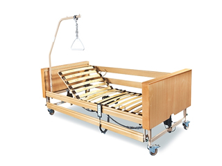 Кровать медицинская Dali II, вариант исполнения матрасного основания и боковых ограждений - деревянные с декоративными накладками